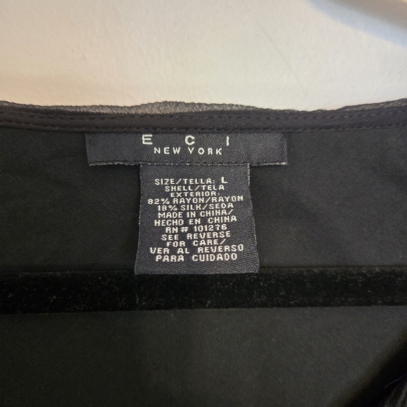 VTG Y2K ECI New York Black Velvet Blouse With Ruffles - Picture 4 of 7
